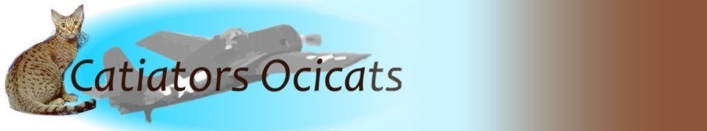 Our Catiators Ocicat logo a F-4 Wildcat and Auxarcs Pralines and Creme